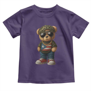 Camo Teddy Bear Puerto Rico Flag Toddler T Shirt Camouflage Rican Boricua TS10 Purple Print Your Wear
