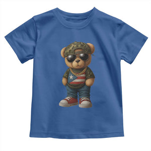 Camo Teddy Bear Puerto Rico Flag Toddler T Shirt Camouflage Rican Boricua TS10 Royal Blue Print Your Wear