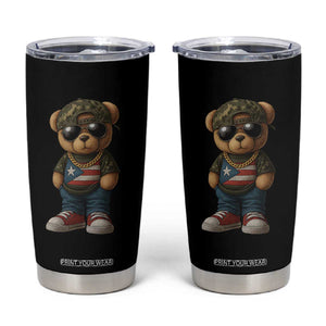 Camo Teddy Bear Puerto Rico Flag Tumbler Cup Camouflage Rican Boricua TS10 Black Print Your Wear