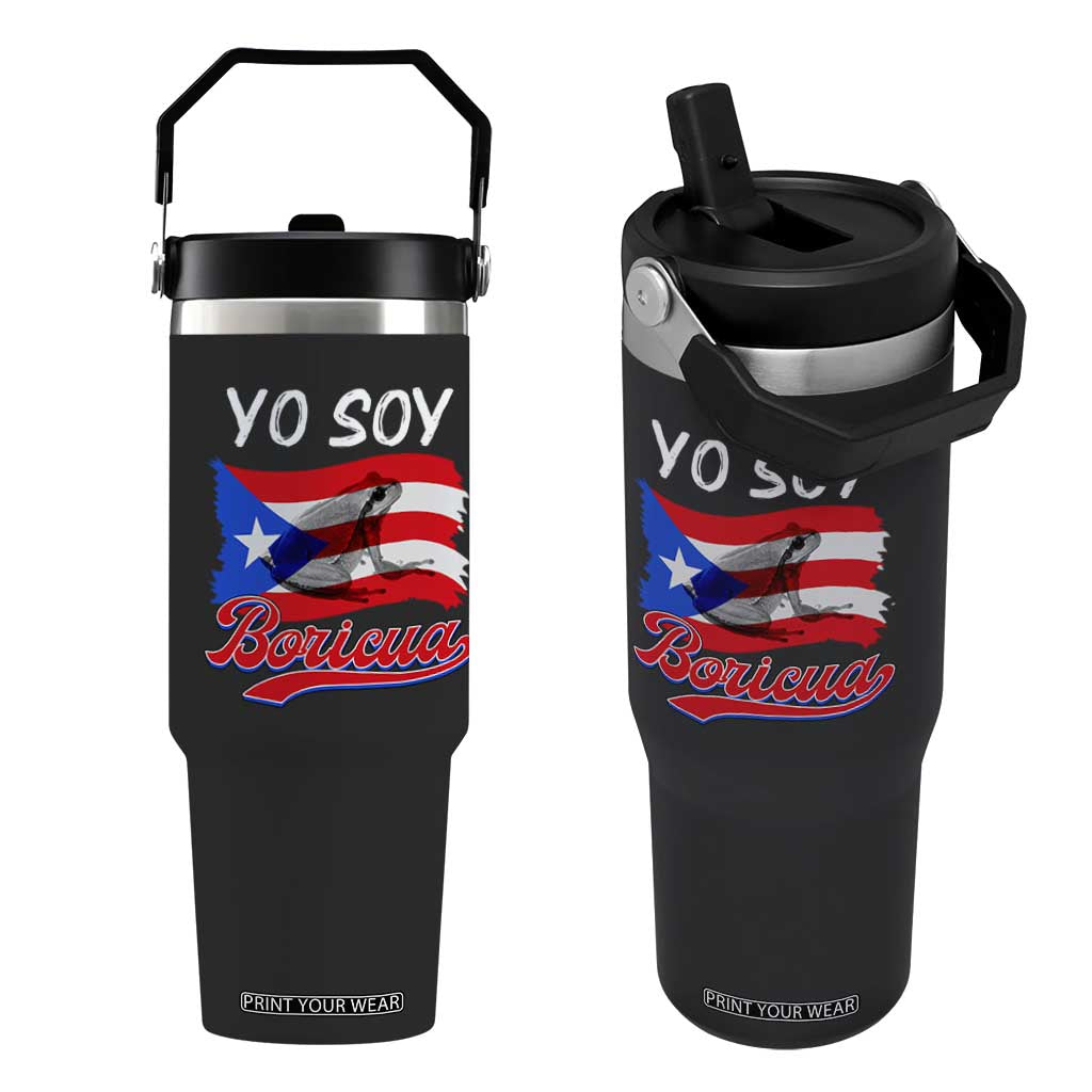 Puerto Rico Boricua Flip Straw Tumbler Vintage Coqui Puerto Rican Flag Pride Yo Soy Boricua TS10 One Size: 30 oz Black Print Your Wear