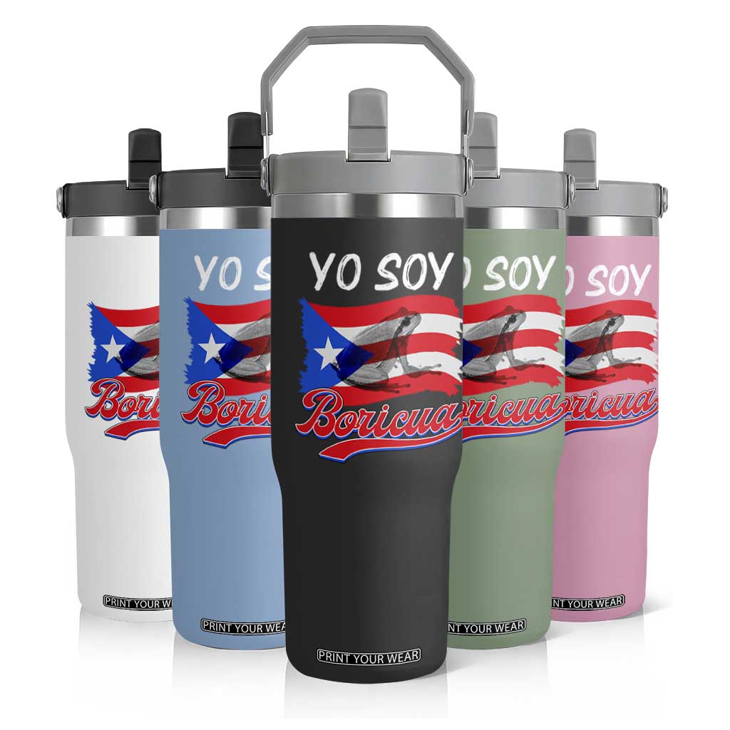 Puerto Rico Boricua Flip Straw Tumbler Vintage Coqui Puerto Rican Flag Pride Yo Soy Boricua TS10 Print Your Wear