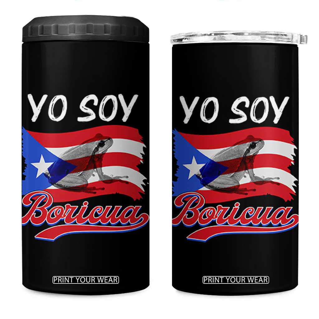 Puerto Rico Boricua 4 in 1 Can Cooler Tumbler Vintage Coqui Puerto Rican Flag Pride Yo Soy Boricua TS10 One Size: 16 oz Black Print Your Wear