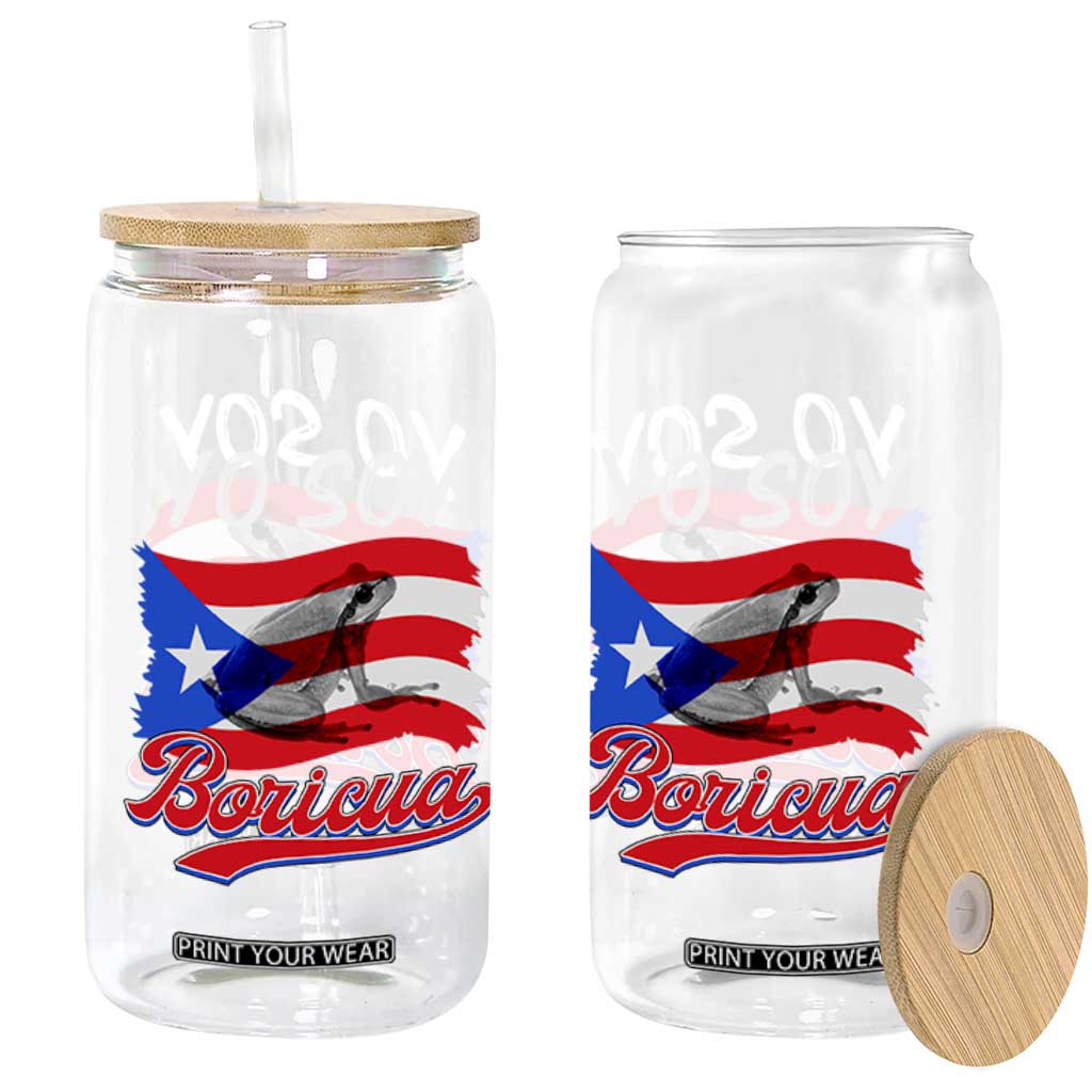 Puerto Rico Boricua Glass Can Vintage Coqui Puerto Rican Flag Pride Yo Soy Boricua TS10 Print Your Wear