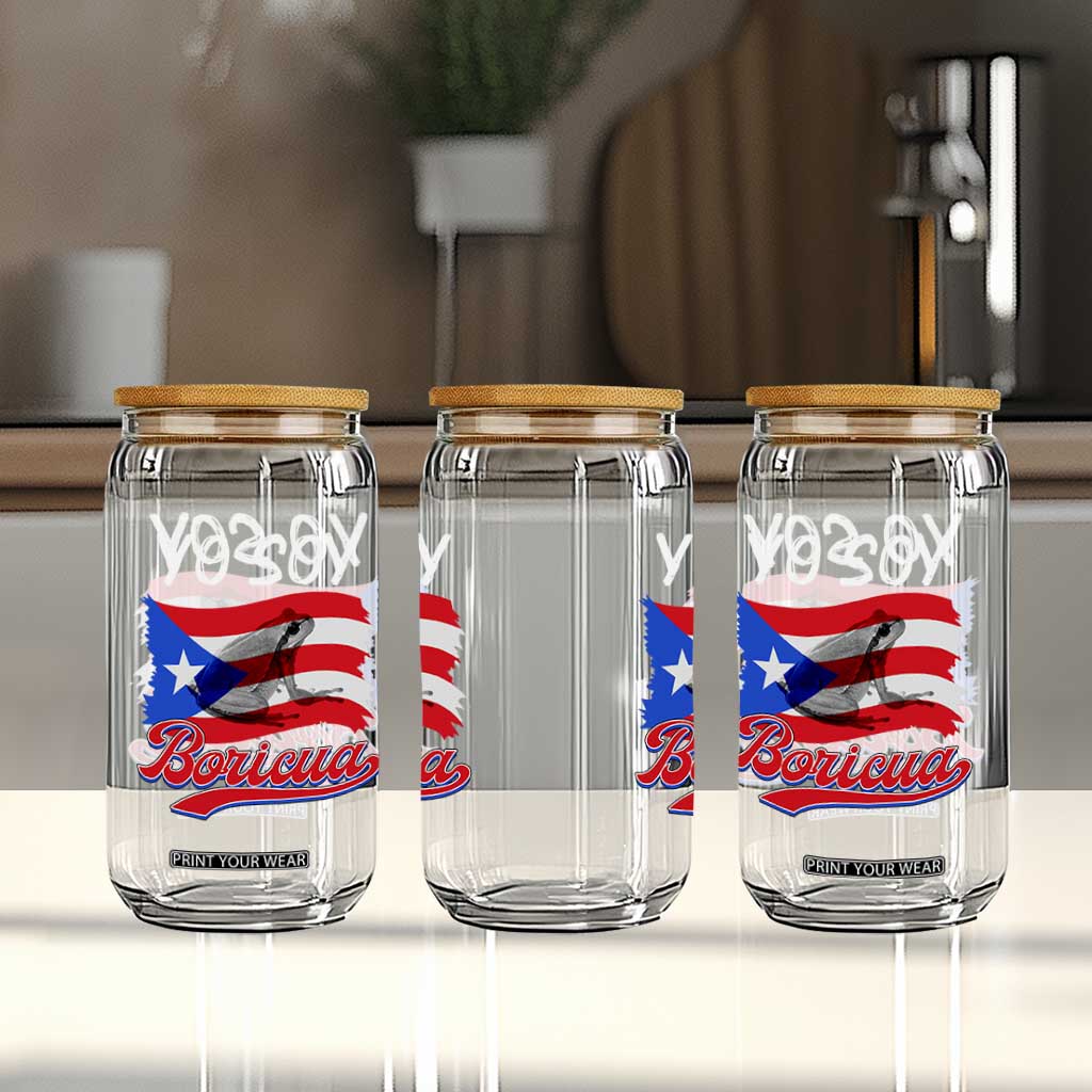 Puerto Rico Boricua Glass Can Vintage Coqui Puerto Rican Flag Pride Yo Soy Boricua TS10 Print Your Wear