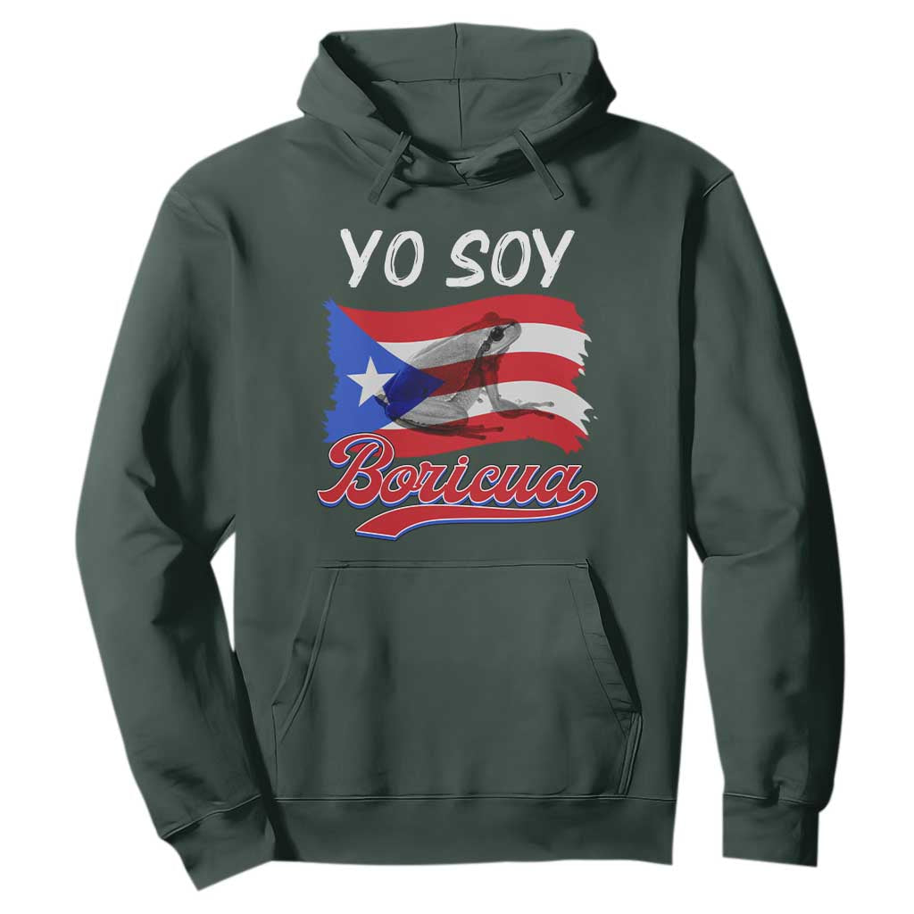 Puerto Rico Boricua Hoodie Vintage Coqui Puerto Rican Flag Pride Yo Soy Boricua TS10 Dark Forest Green Print Your Wear