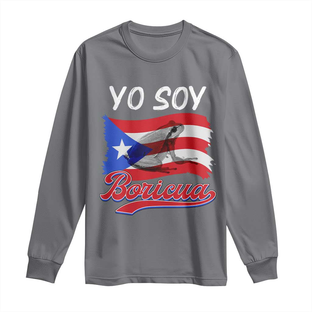 Puerto Rico Boricua Long Sleeve Shirt Vintage Coqui Puerto Rican Flag Pride Yo Soy Boricua TS10 Charcoal Print Your Wear