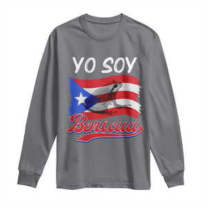 Puerto Rico Boricua Long Sleeve Shirt Vintage Coqui Puerto Rican Flag Pride Yo Soy Boricua TS10 Charcoal Print Your Wear