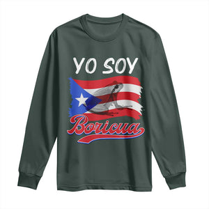 Puerto Rico Boricua Long Sleeve Shirt Vintage Coqui Puerto Rican Flag Pride Yo Soy Boricua TS10 Dark Forest Green Print Your Wear