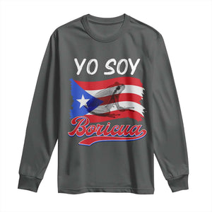 Puerto Rico Boricua Long Sleeve Shirt Vintage Coqui Puerto Rican Flag Pride Yo Soy Boricua TS10 Dark Heather Print Your Wear