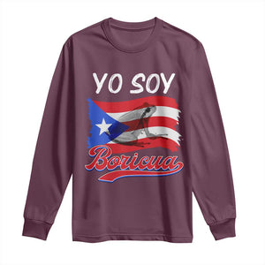 Puerto Rico Boricua Long Sleeve Shirt Vintage Coqui Puerto Rican Flag Pride Yo Soy Boricua TS10 Maroon Print Your Wear