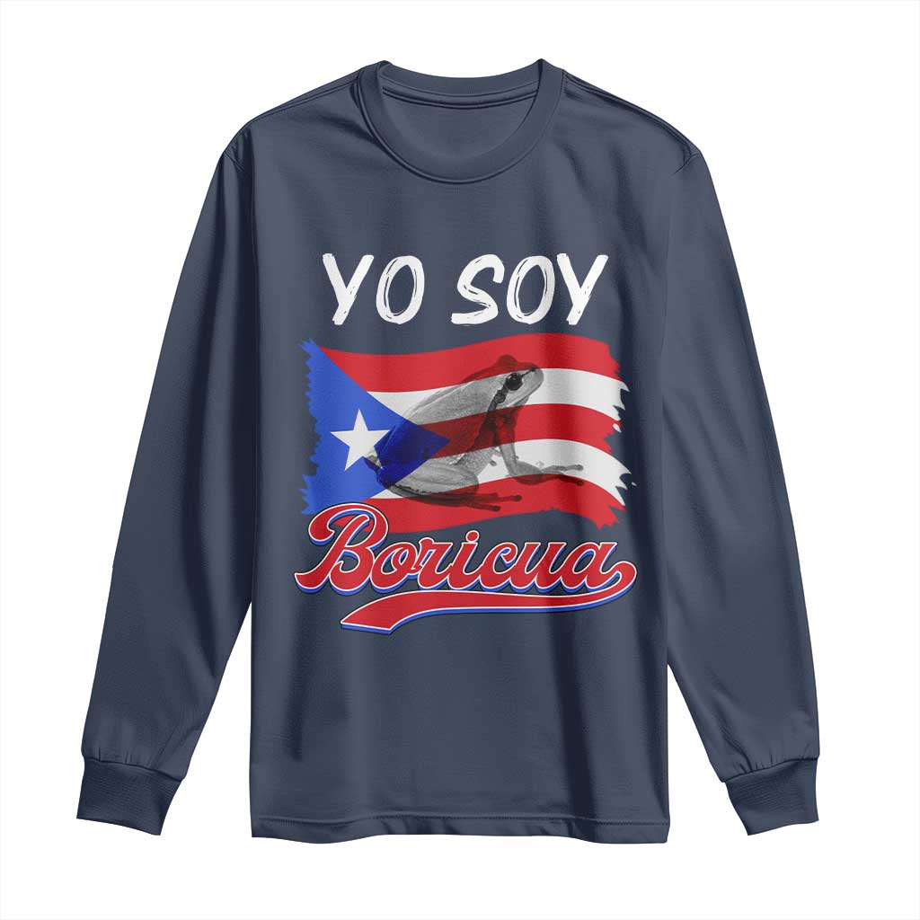 Puerto Rico Boricua Long Sleeve Shirt Vintage Coqui Puerto Rican Flag Pride Yo Soy Boricua TS10 Navy Print Your Wear
