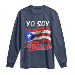 Puerto Rico Boricua Long Sleeve Shirt Vintage Coqui Puerto Rican Flag Pride Yo Soy Boricua TS10 Navy Print Your Wear