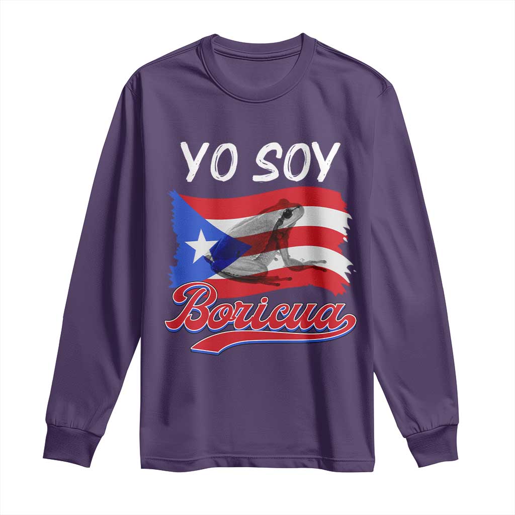 Puerto Rico Boricua Long Sleeve Shirt Vintage Coqui Puerto Rican Flag Pride Yo Soy Boricua TS10 Purple Print Your Wear