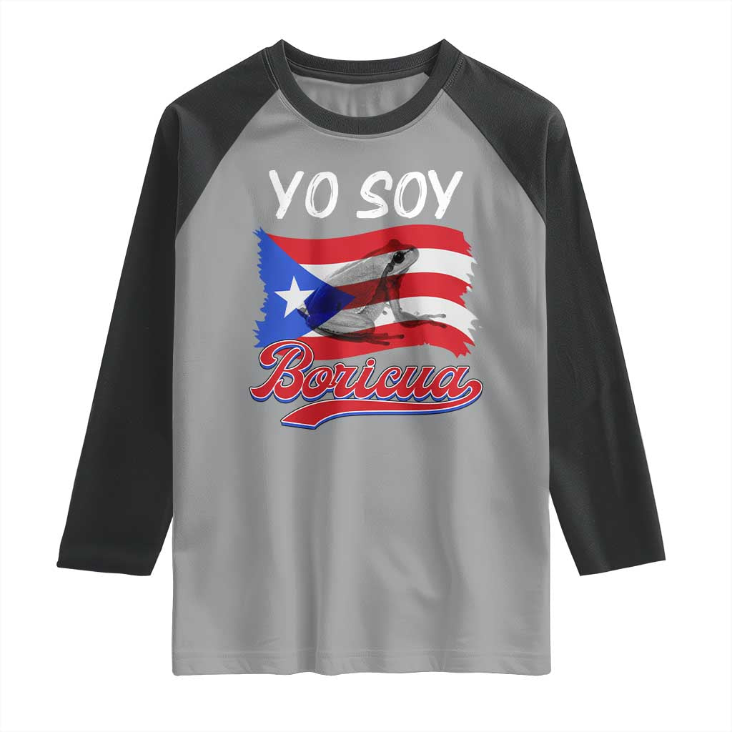 Puerto Rico Boricua Raglan Shirt Vintage Coqui Puerto Rican Flag Pride Yo Soy Boricua TS10 Sport Gray Black Print Your Wear