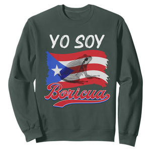 Puerto Rico Boricua Sweatshirt Vintage Coqui Puerto Rican Flag Pride Yo Soy Boricua TS10 Dark Forest Green Print Your Wear