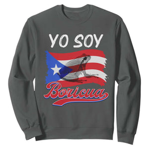 Puerto Rico Boricua Sweatshirt Vintage Coqui Puerto Rican Flag Pride Yo Soy Boricua TS10 Dark Heather Print Your Wear