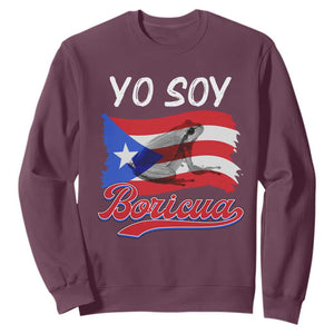Puerto Rico Boricua Sweatshirt Vintage Coqui Puerto Rican Flag Pride Yo Soy Boricua TS10 Maroon Print Your Wear
