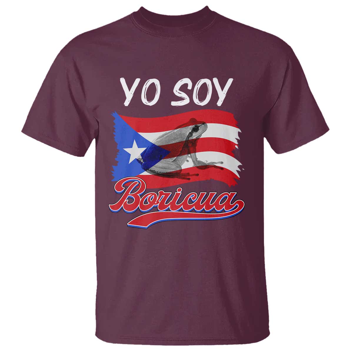 Puerto Rico Boricua T Shirt Vintage Coqui Puerto Rican Flag Pride Yo Soy Boricua TS10 Maroon Print Your Wear