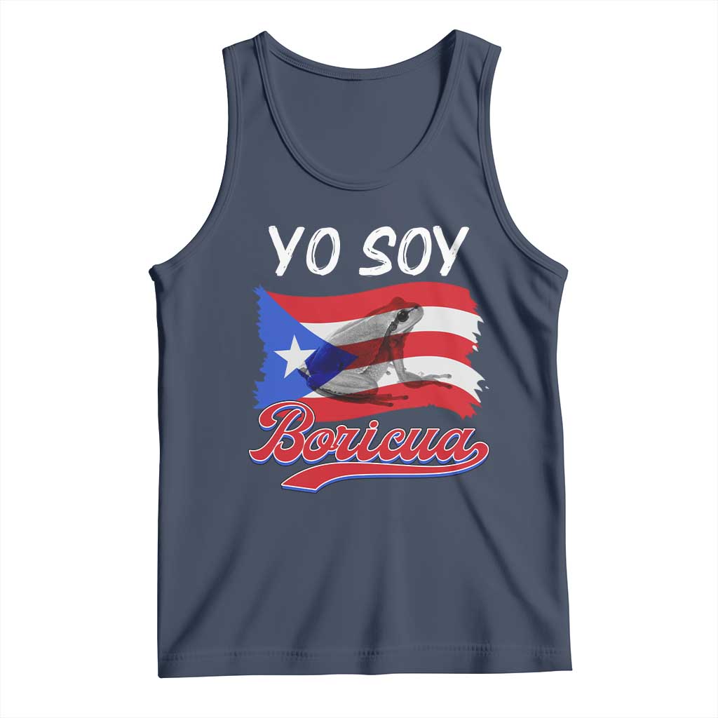 Puerto Rico Boricua Tank Top Vintage Coqui Puerto Rican Flag Pride Yo Soy Boricua TS10 Navy Print Your Wear