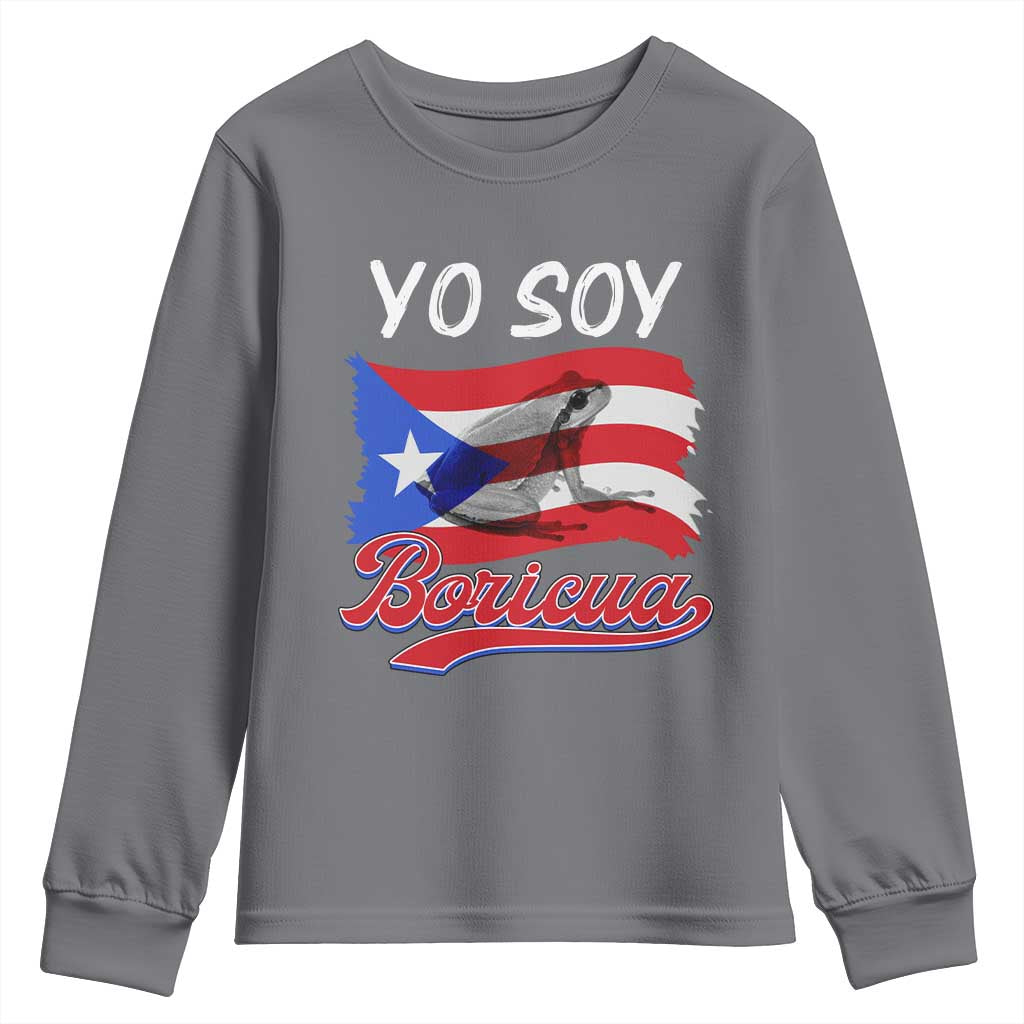 Puerto Rico Boricua Youth Sweatshirt Vintage Coqui Puerto Rican Flag Pride Yo Soy Boricua TS10 Charcoal Print Your Wear