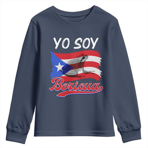 Puerto Rico Boricua Youth Sweatshirt Vintage Coqui Puerto Rican Flag Pride Yo Soy Boricua TS10 Navy Print Your Wear