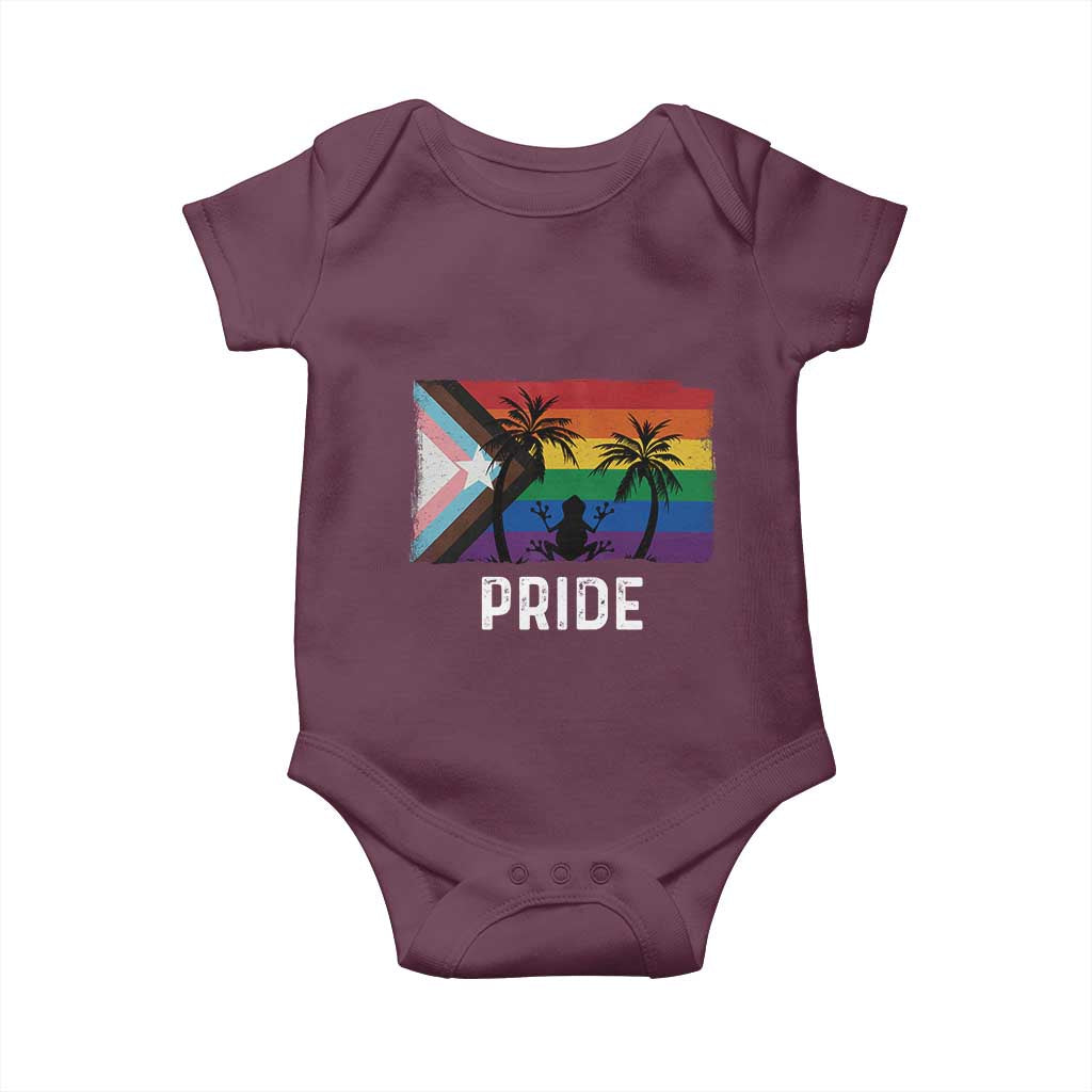 Puerto Rican LGBTQ Baby Onesie Boricua Rainbow Flag Pride TS10 Maroon Print Your Wear