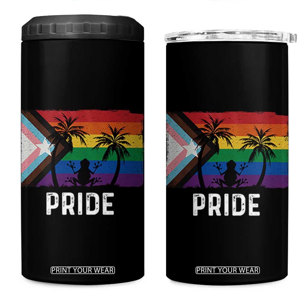 Puerto Rican LGBTQ 4 in 1 Can Cooler Tumbler Boricua Rainbow Flag Pride TS10 One Size: 16 oz Black Print Your Wear