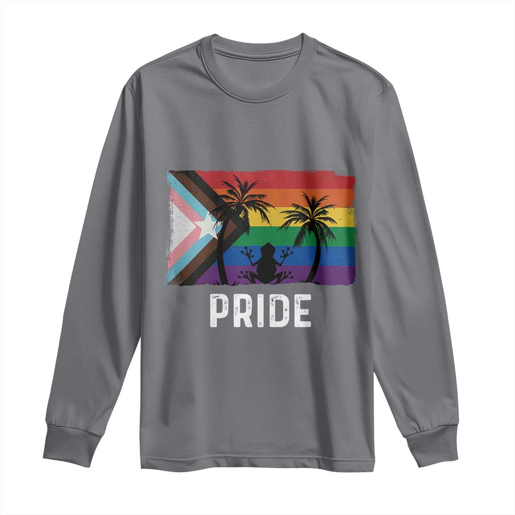 Puerto Rican LGBTQ Long Sleeve Shirt Boricua Rainbow Flag Pride TS10 Charcoal Print Your Wear
