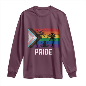 Puerto Rican LGBTQ Long Sleeve Shirt Boricua Rainbow Flag Pride TS10 Maroon Print Your Wear