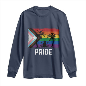 Puerto Rican LGBTQ Long Sleeve Shirt Boricua Rainbow Flag Pride TS10 Navy Print Your Wear