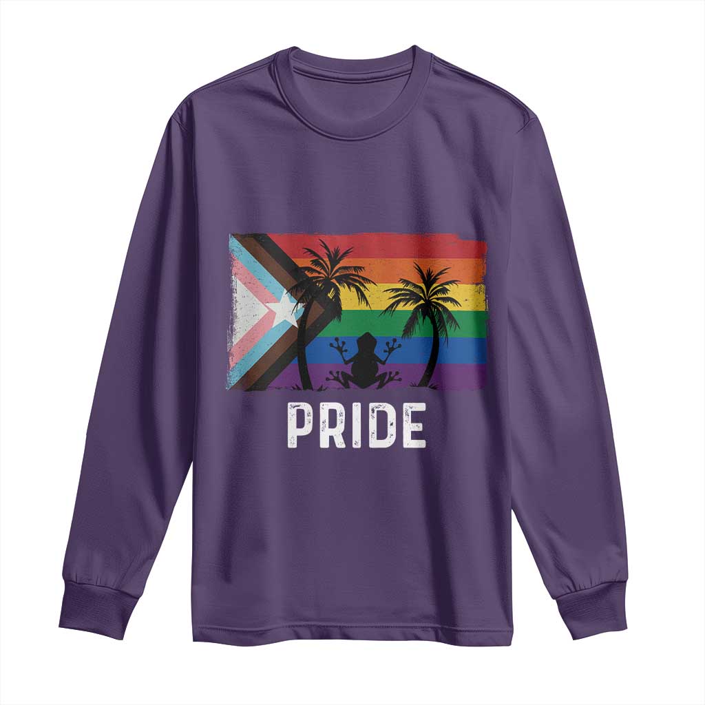 Puerto Rican LGBTQ Long Sleeve Shirt Boricua Rainbow Flag Pride TS10 Purple Print Your Wear