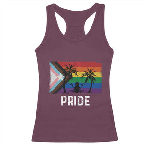 Puerto Rican LGBTQ Racerback Tank Top Boricua Rainbow Flag Pride TS10 Maroon Print Your Wear