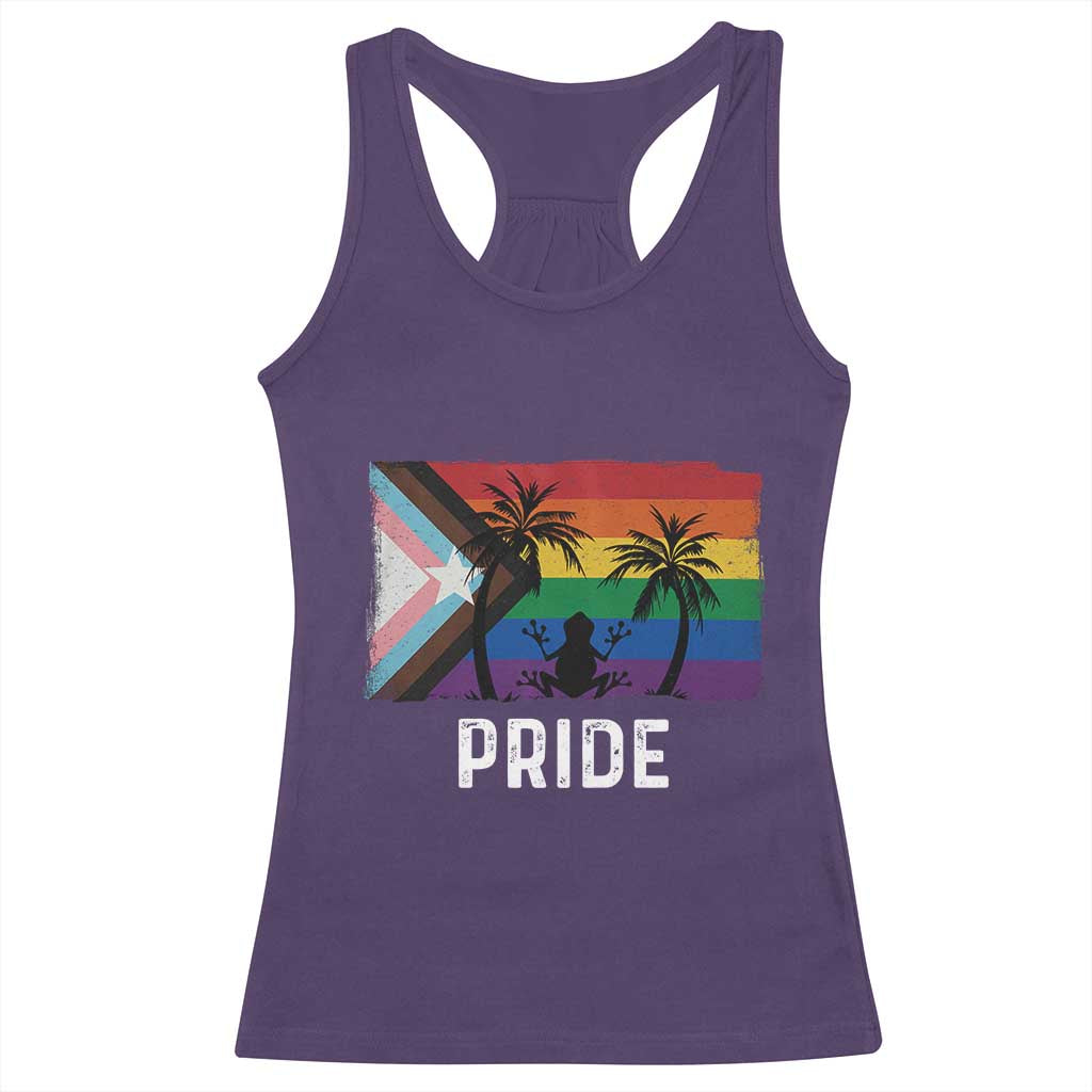 Puerto Rican LGBTQ Racerback Tank Top Boricua Rainbow Flag Pride TS10 Purple Print Your Wear
