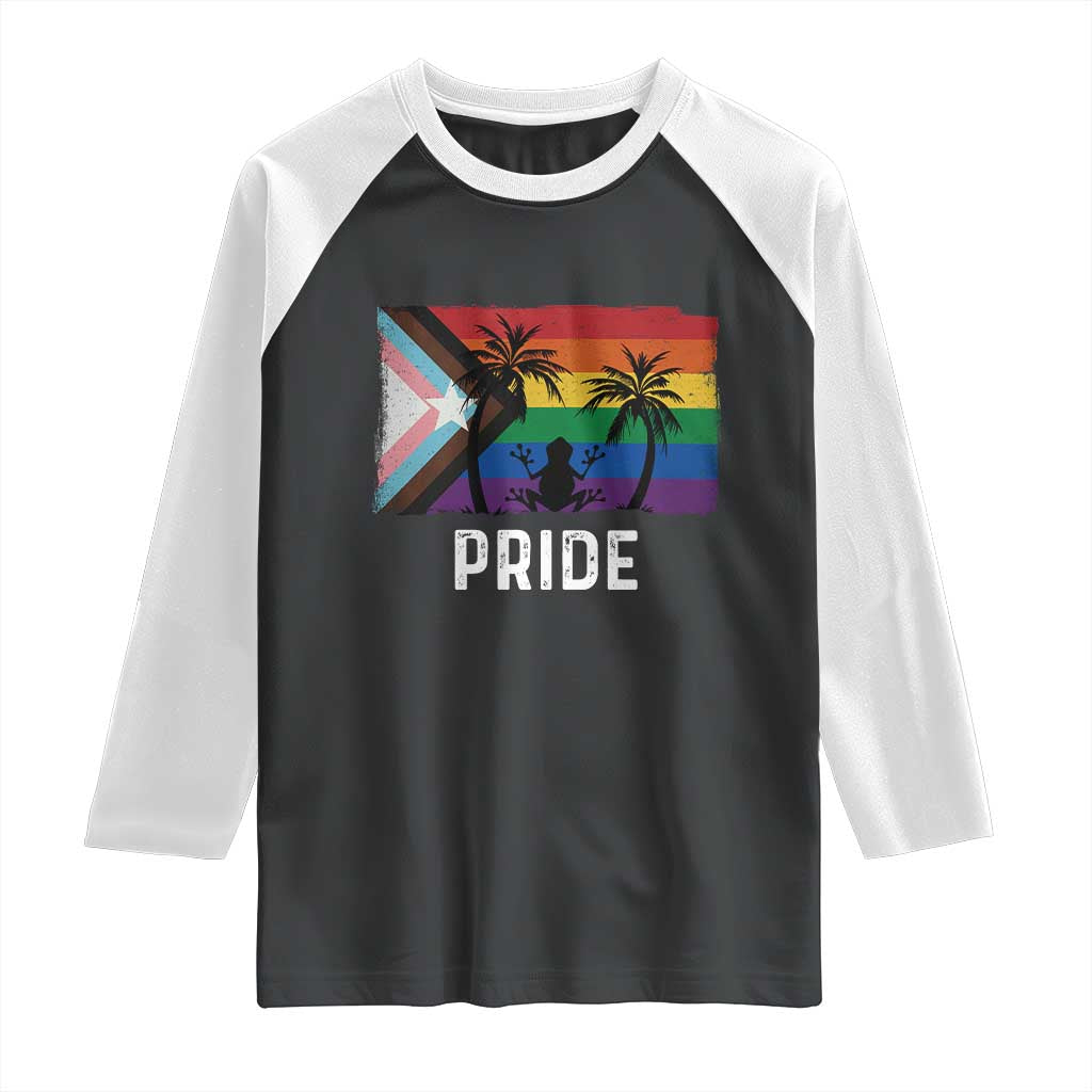 Puerto Rican LGBTQ Raglan Shirt Boricua Rainbow Flag Pride TS10 Black White Print Your Wear