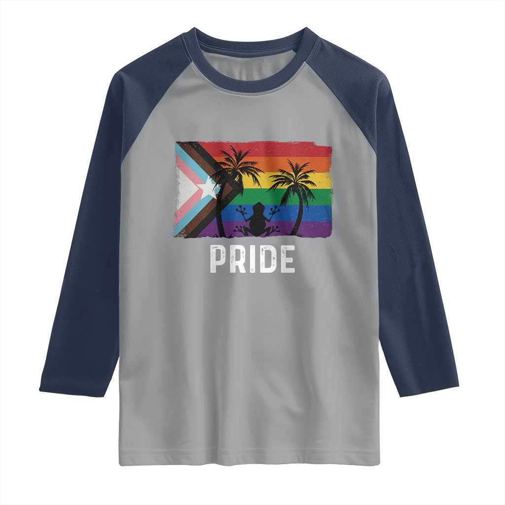 Puerto Rican LGBTQ Raglan Shirt Boricua Rainbow Flag Pride TS10 Sport Gray Navy Print Your Wear
