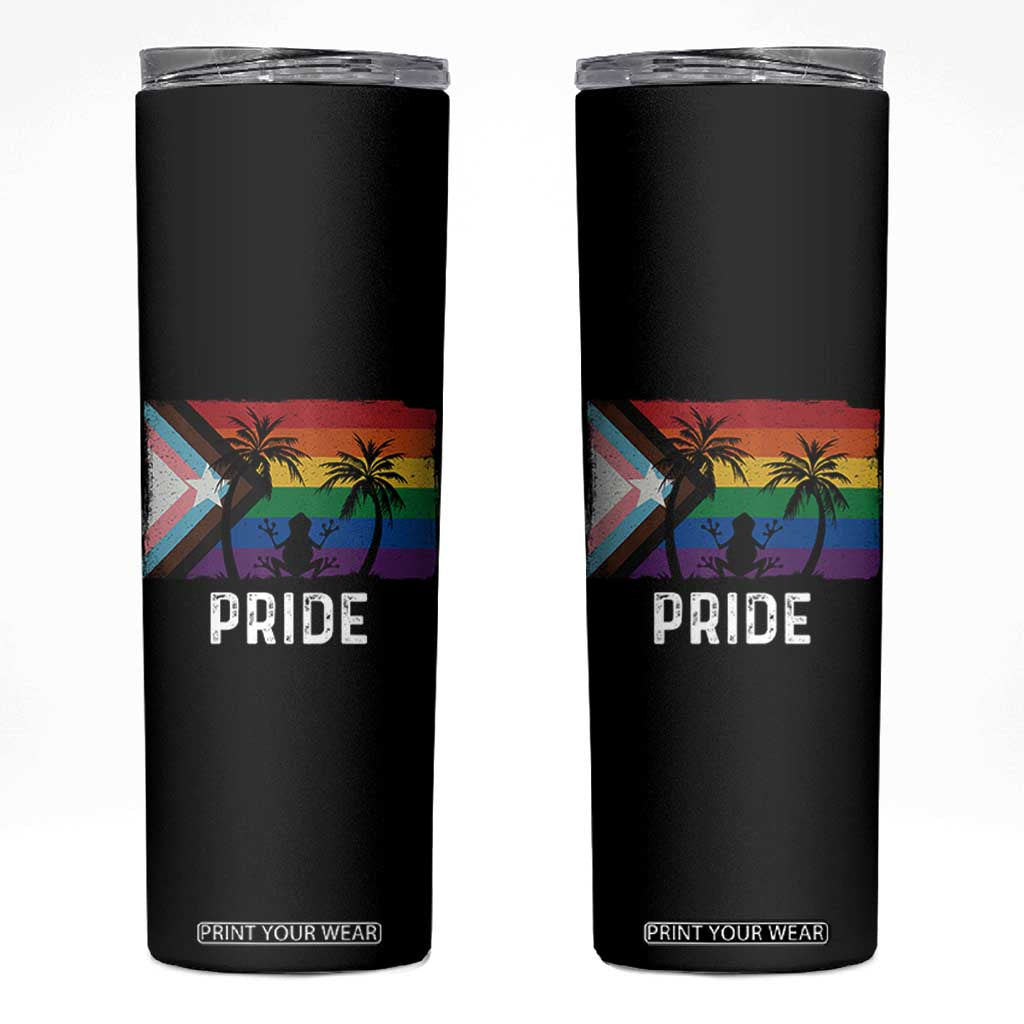 Puerto Rican LGBTQ Skinny Tumbler Boricua Rainbow Flag Pride TS10 Black Print Your Wear