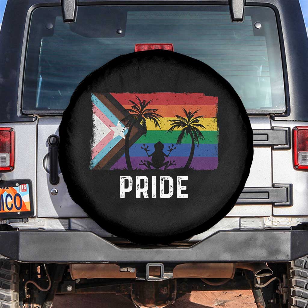 Puerto Rican LGBTQ Spare Tire Cover Boricua Rainbow Flag Pride TS10 No hole Black Print Your Wear