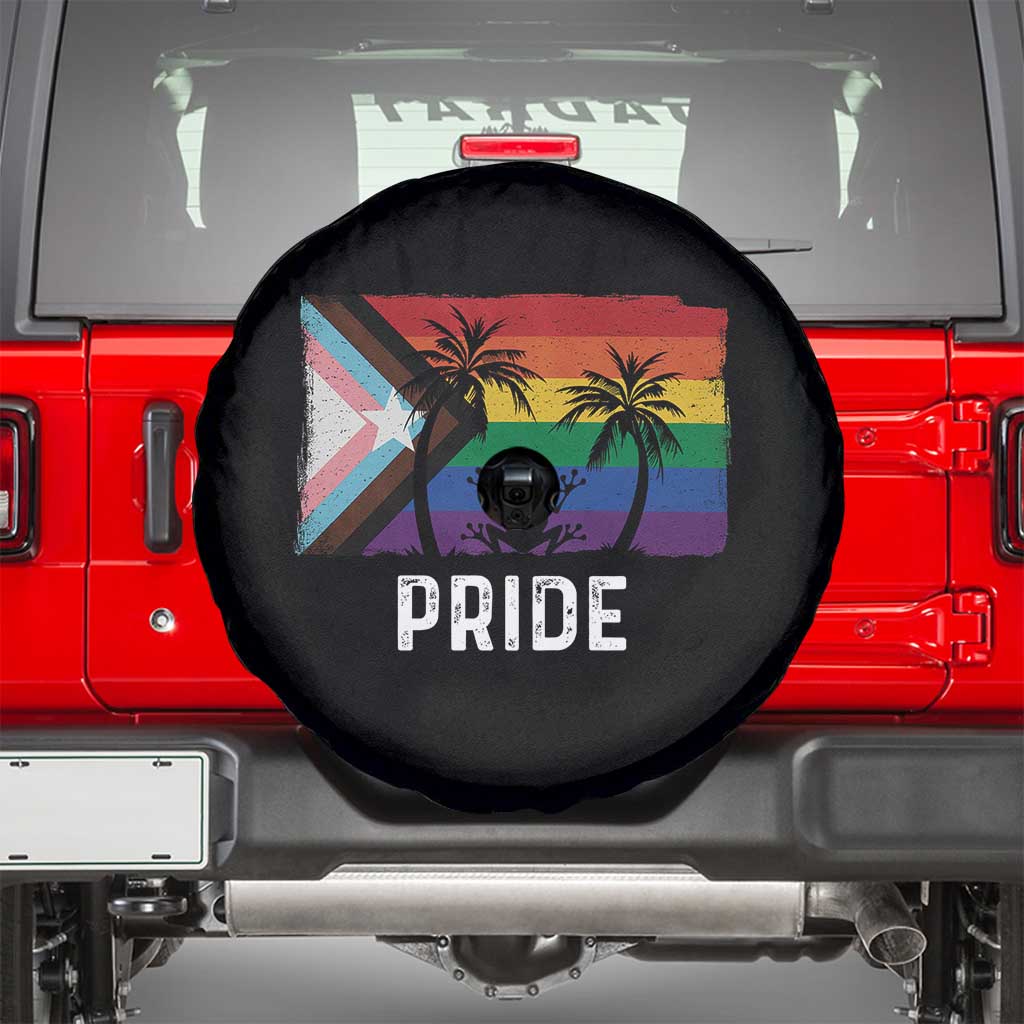Puerto Rican LGBTQ Spare Tire Cover Boricua Rainbow Flag Pride TS10 Black Print Your Wear