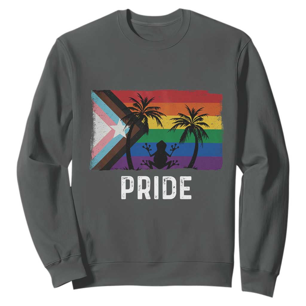 Puerto Rican LGBTQ Sweatshirt Boricua Rainbow Flag Pride TS10 Dark Heather Print Your Wear