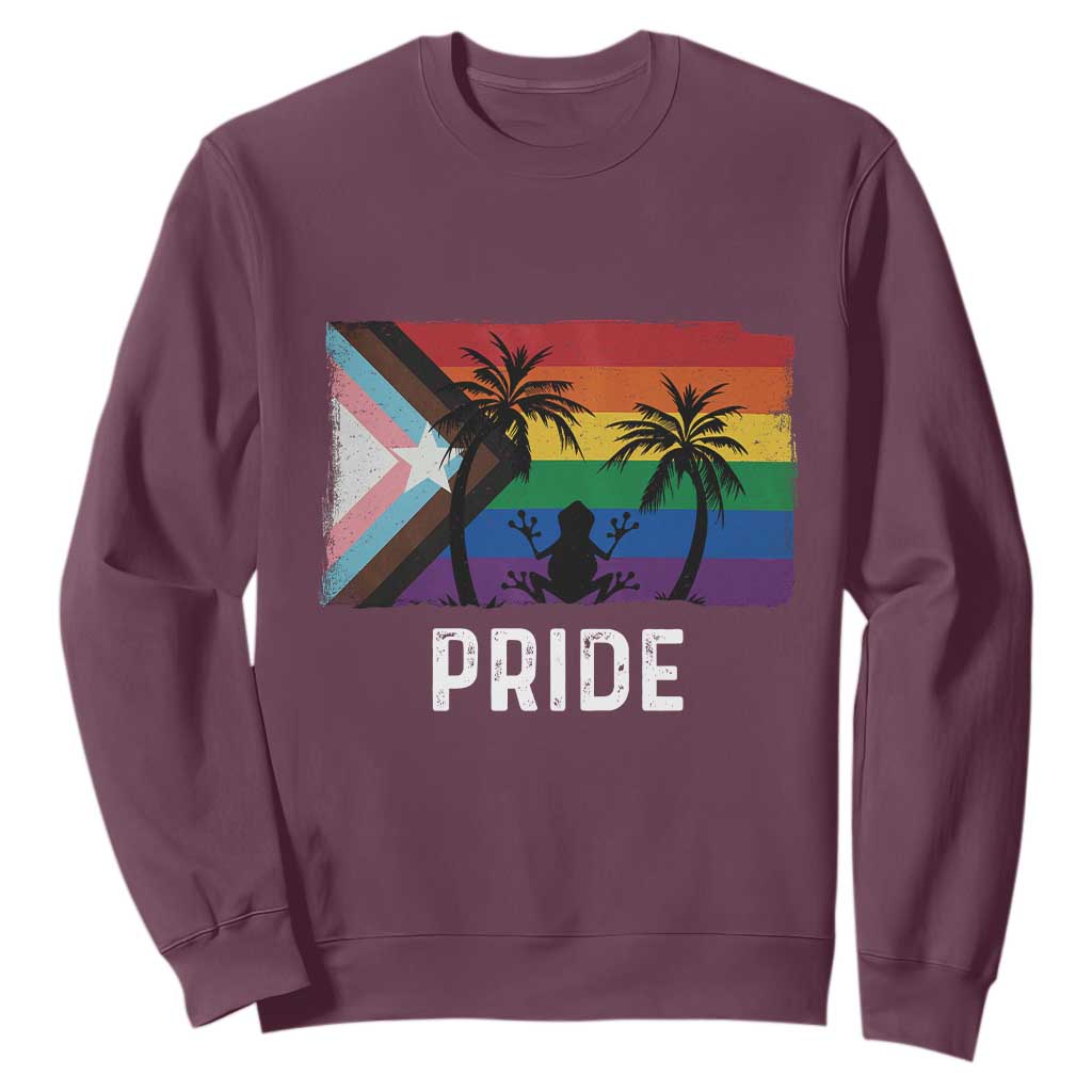 Puerto Rican LGBTQ Sweatshirt Boricua Rainbow Flag Pride TS10 Maroon Print Your Wear