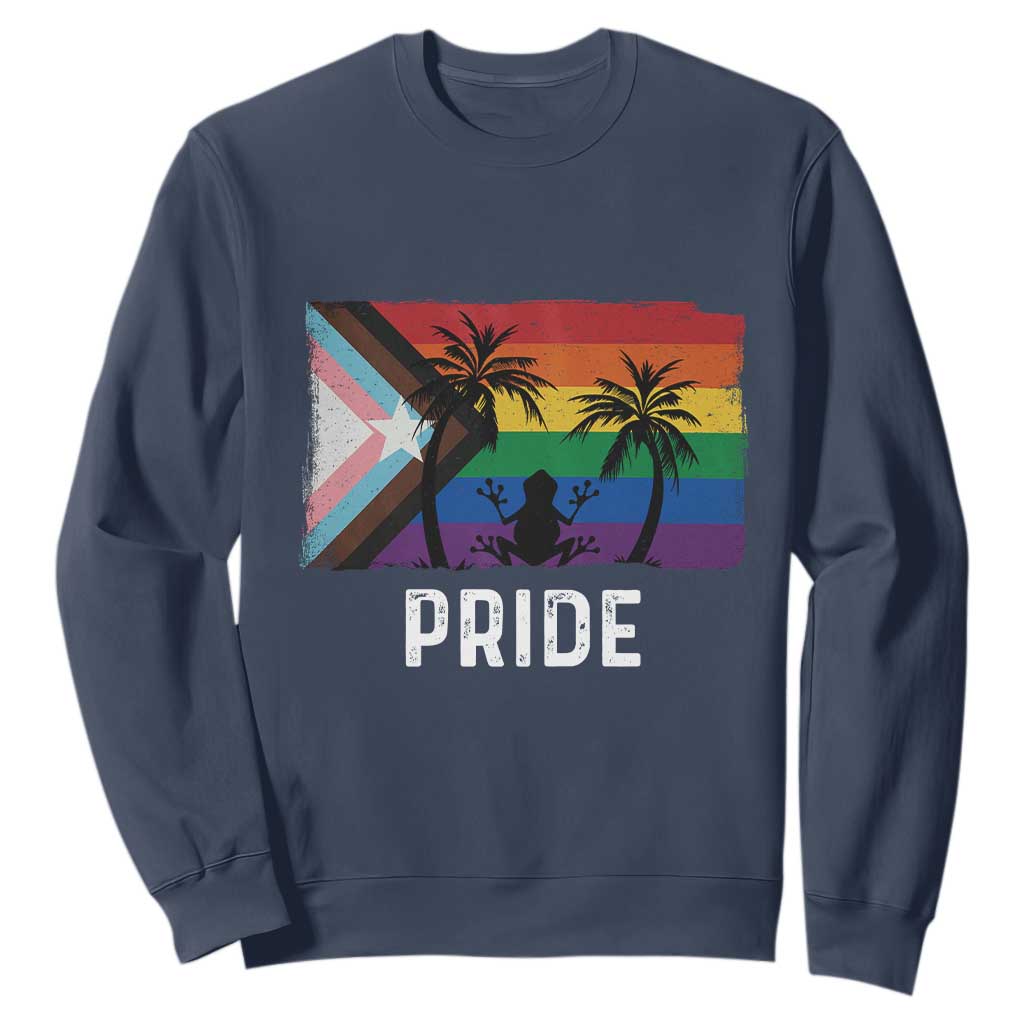 Puerto Rican LGBTQ Sweatshirt Boricua Rainbow Flag Pride TS10 Navy Print Your Wear
