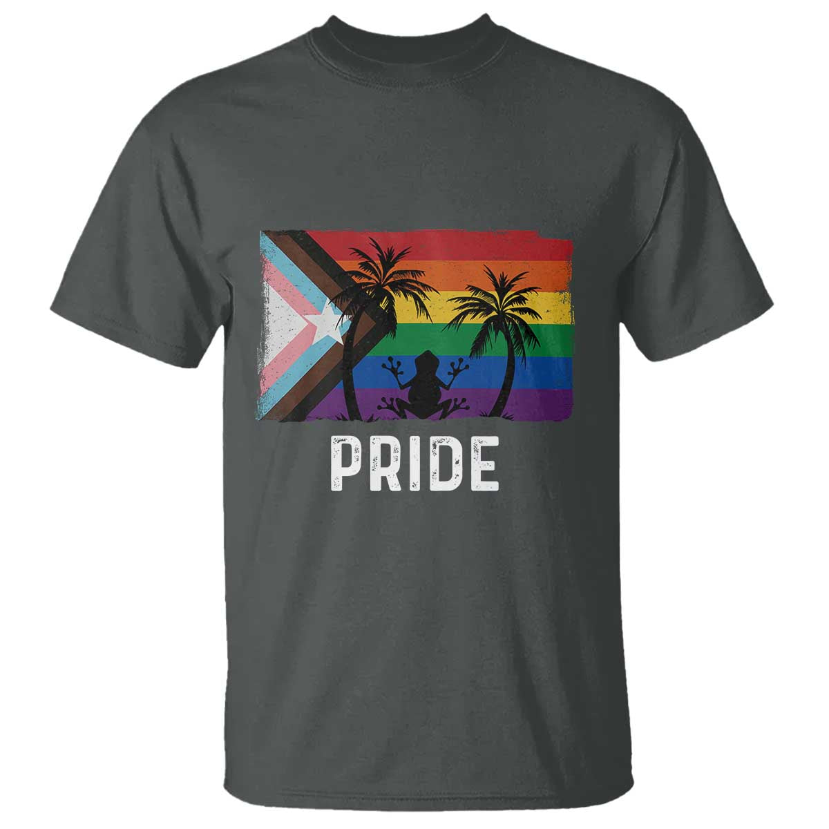 Puerto Rican LGBTQ T Shirt Boricua Rainbow Flag Pride TS10 Dark Heather Print Your Wear
