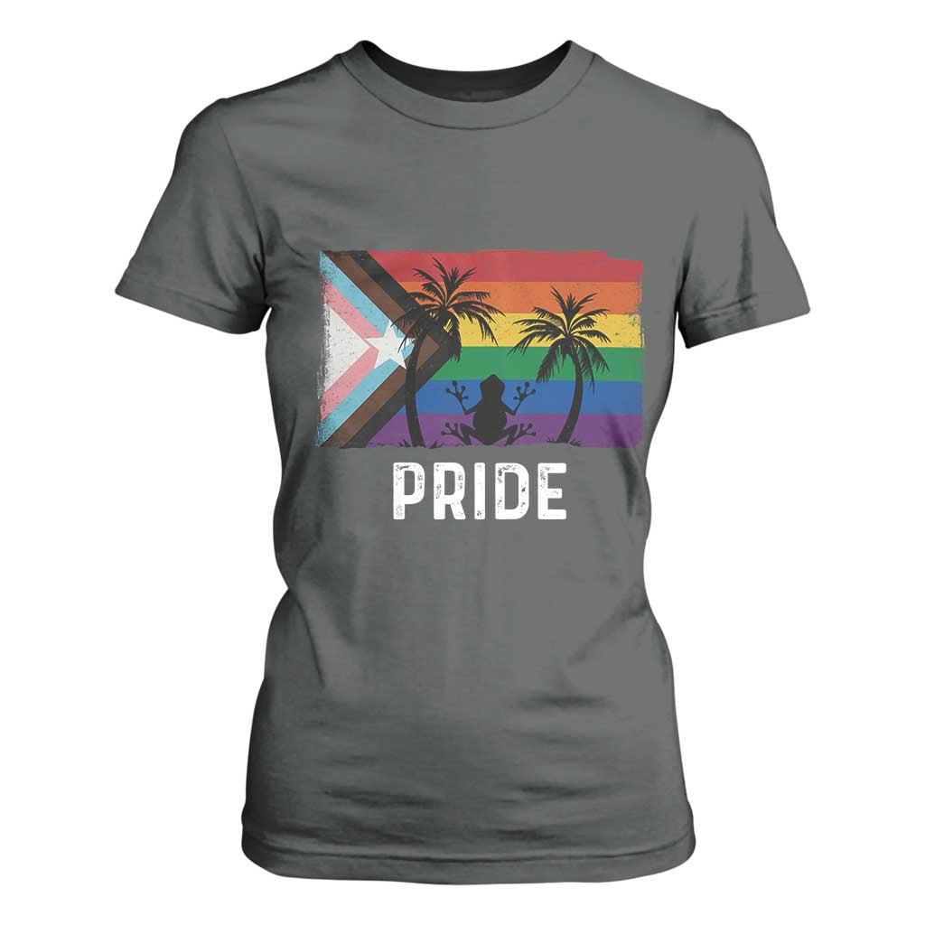 Puerto Rican LGBTQ T Shirt For Women Boricua Rainbow Flag Pride TS10 Dark Heather Print Your Wear