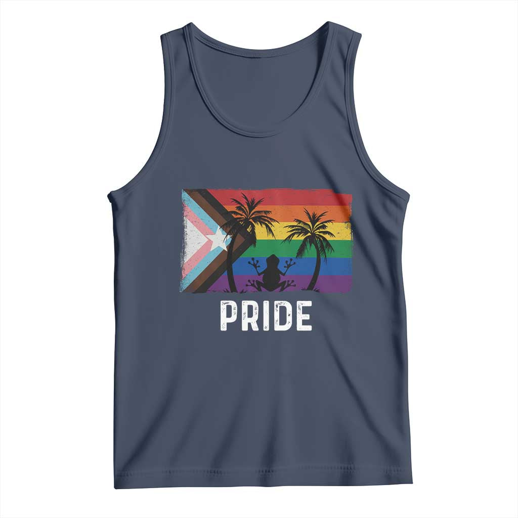 Puerto Rican LGBTQ Tank Top Boricua Rainbow Flag Pride TS10 Navy Print Your Wear