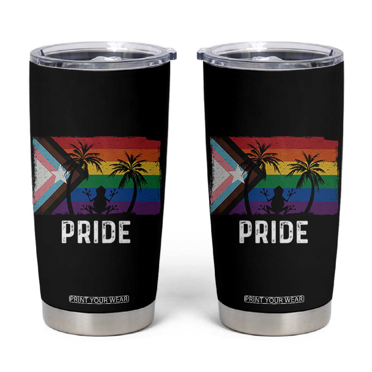Puerto Rican LGBTQ Tumbler Cup Boricua Rainbow Flag Pride TS10 Black Print Your Wear