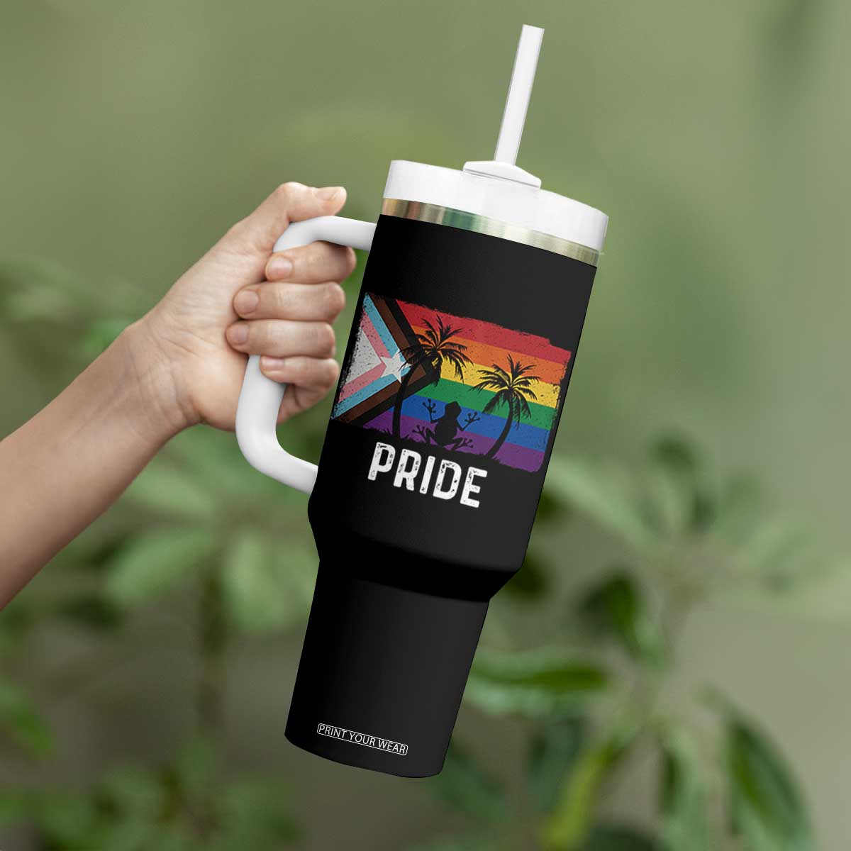 Puerto Rican LGBTQ Tumbler With Handle Boricua Rainbow Flag Pride TS10 Print Your Wear
