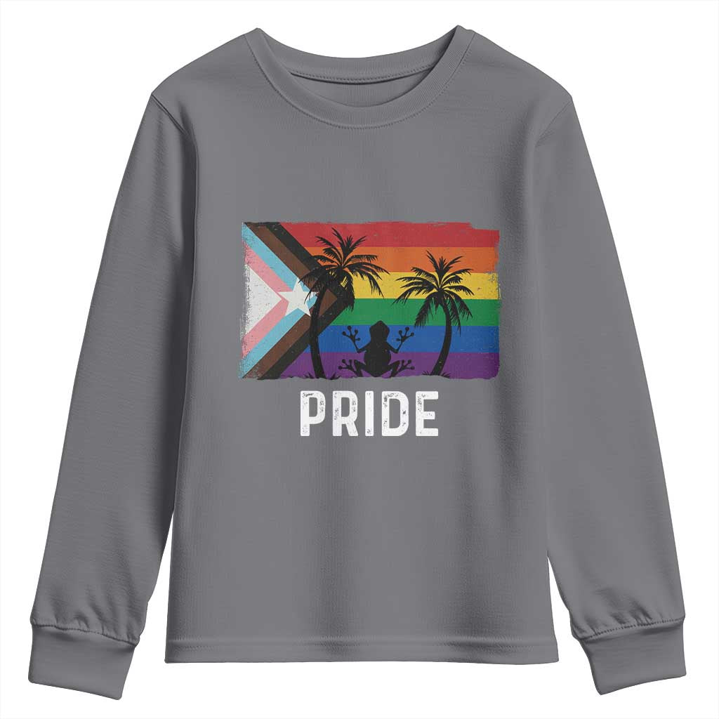 Puerto Rican LGBTQ Youth Sweatshirt Boricua Rainbow Flag Pride TS10 Charcoal Print Your Wear