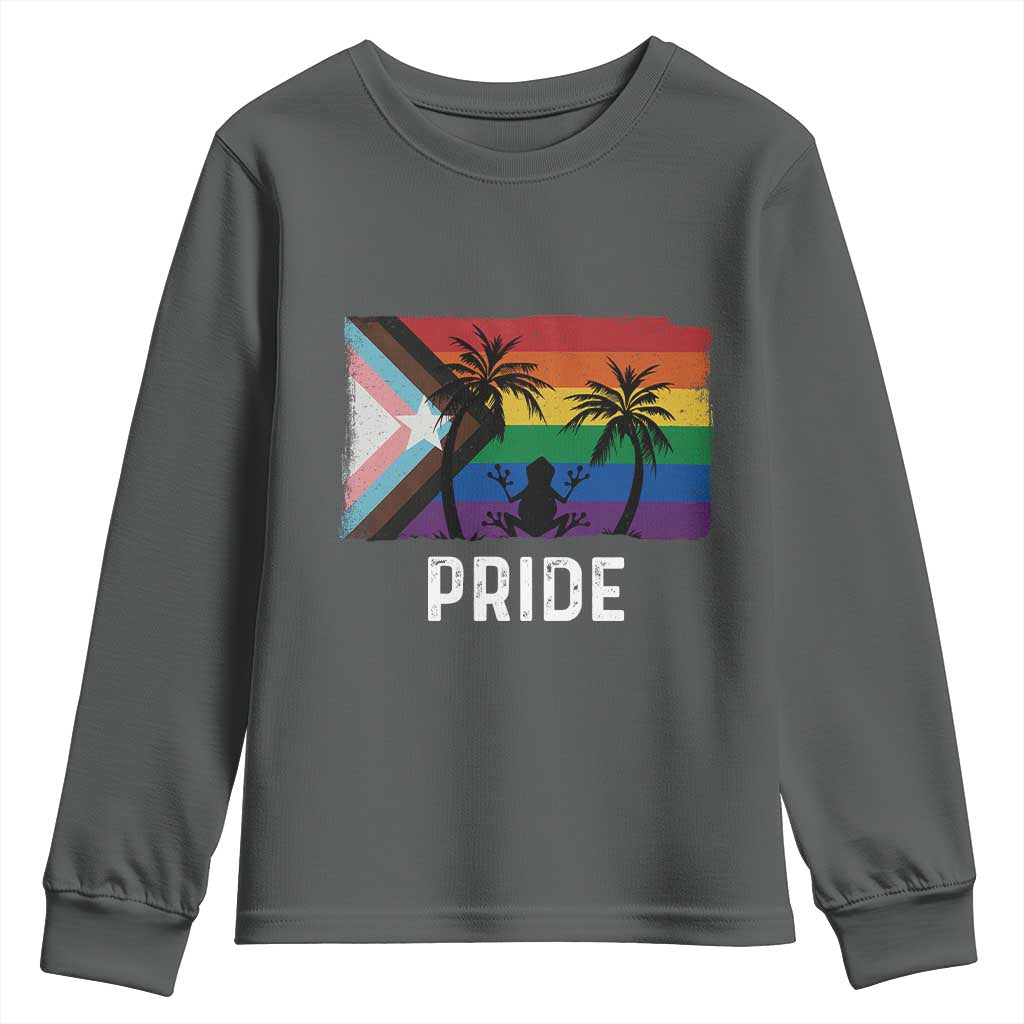 Puerto Rican LGBTQ Youth Sweatshirt Boricua Rainbow Flag Pride TS10 Dark Heather Print Your Wear