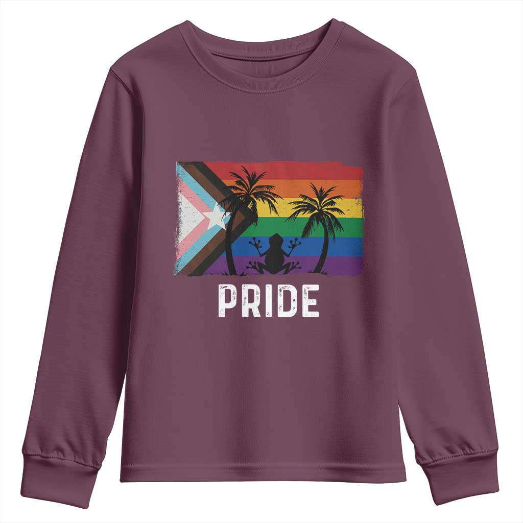 Puerto Rican LGBTQ Youth Sweatshirt Boricua Rainbow Flag Pride TS10 Maroon Print Your Wear
