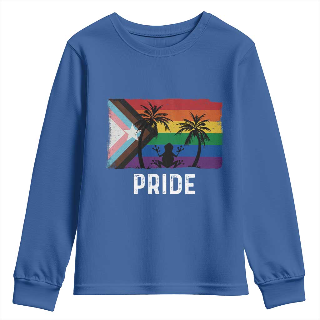 Puerto Rican LGBTQ Youth Sweatshirt Boricua Rainbow Flag Pride TS10 Royal Blue Print Your Wear